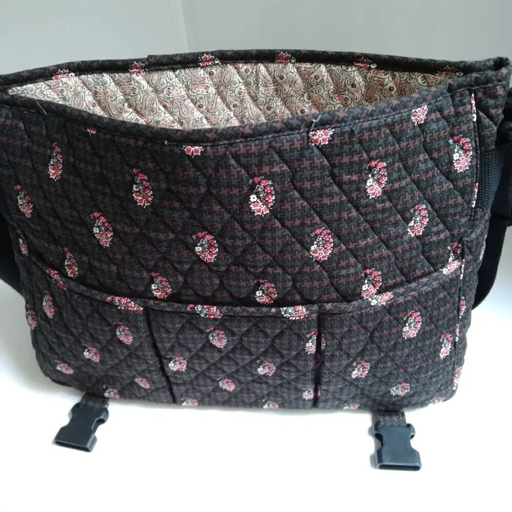 100% Quilted Cotton Floral Paisley & Houndstooth on Black Laptop Bag As New